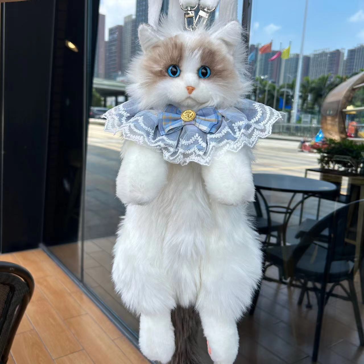Cute Lifelike Simulation Ragdoll Cat Plush Backpack