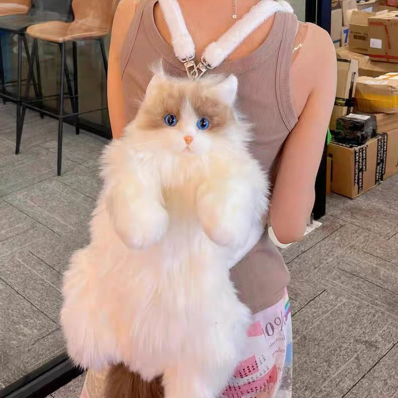 Cute Lifelike Simulation Ragdoll Cat Plush Backpack