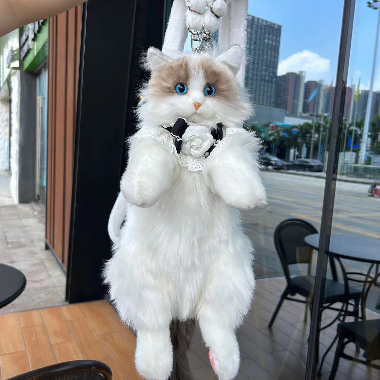 Cute Lifelike Simulation Ragdoll Cat Plush Backpack