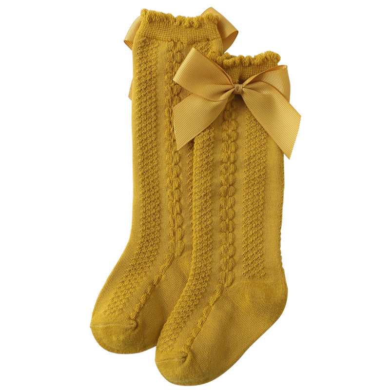 knee-length children's socks with bow