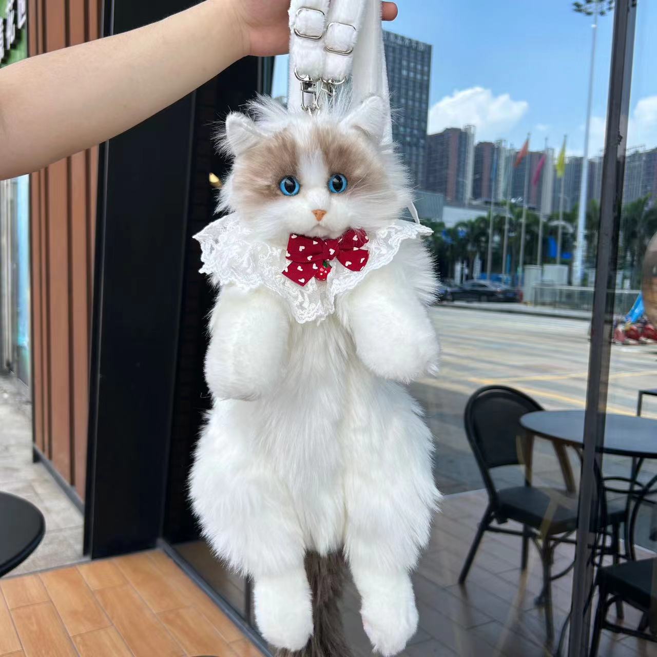 Cute Lifelike Simulation Ragdoll Cat Plush Backpack