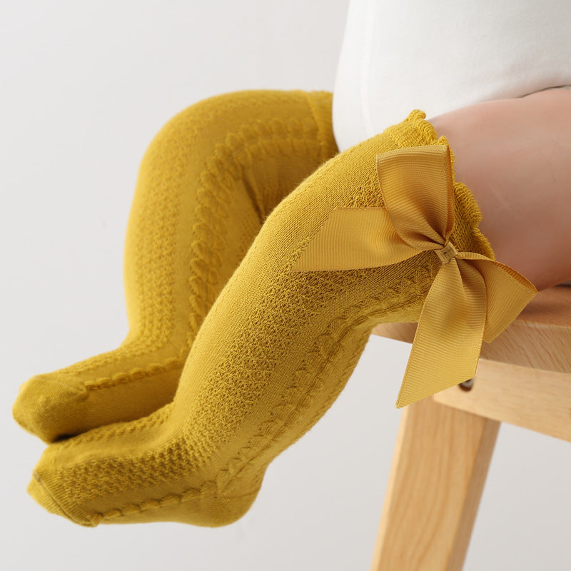 knee-length children's socks with bow
