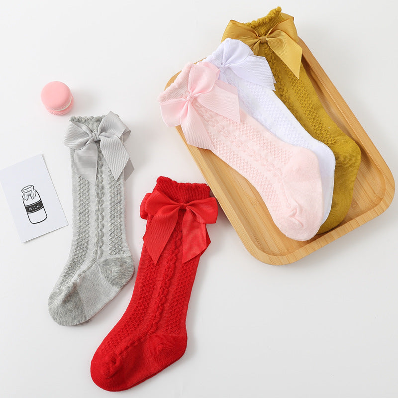 knee-length children's socks with bow