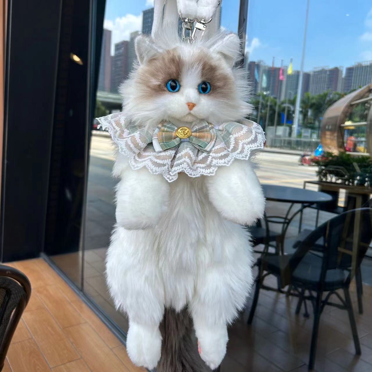 Cute Lifelike Simulation Ragdoll Cat Plush Backpack