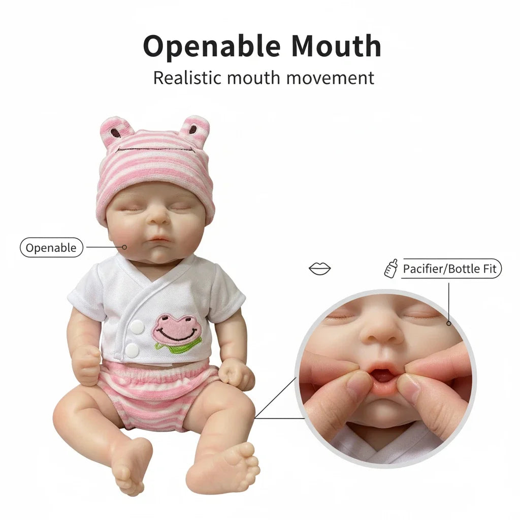 30cm Full Silicone Asleep Reborn Doll Girl Peaches