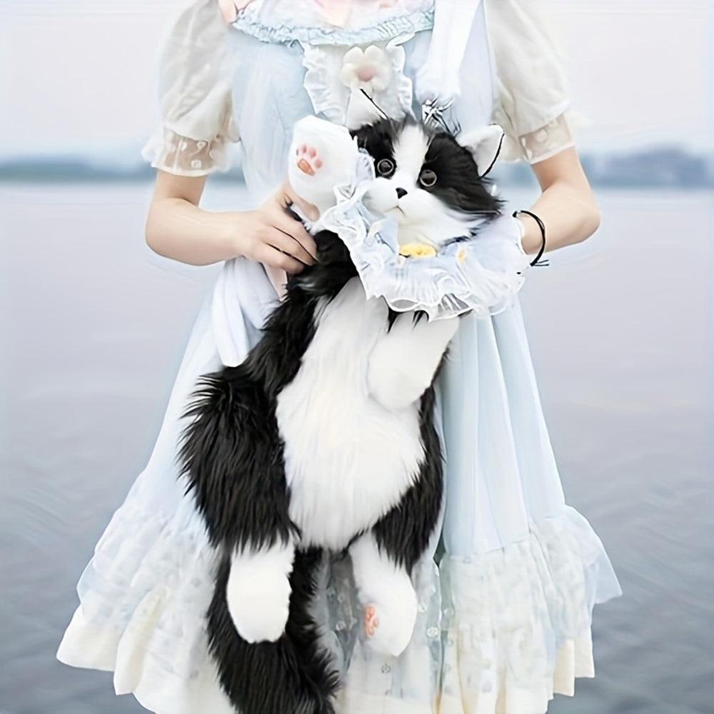 Adorable Handmade Lifelike Plush Kitten Backpack