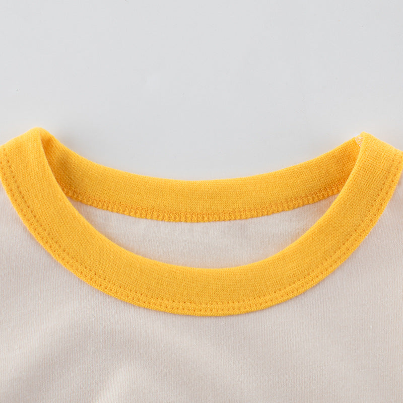 Cartoon Rabbit Carrot Round Neck Short Sleeve T-Shirt