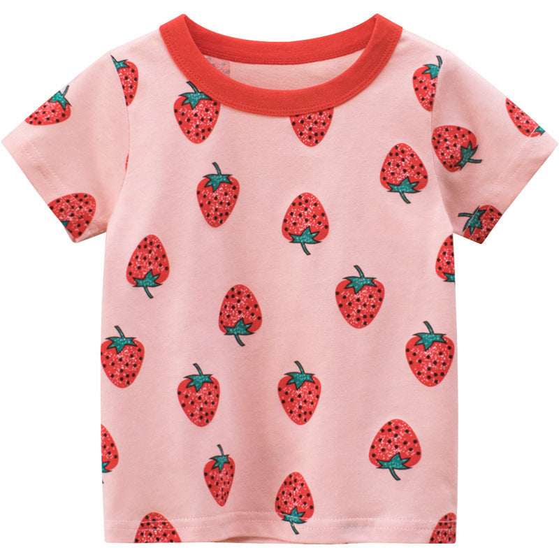 Strawberry Pink Crew Neck Short Sleeve T-Shirt
