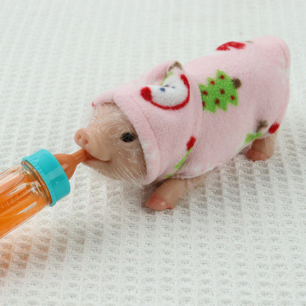 12cm realistic silicone mini reborn pig with open eyes
