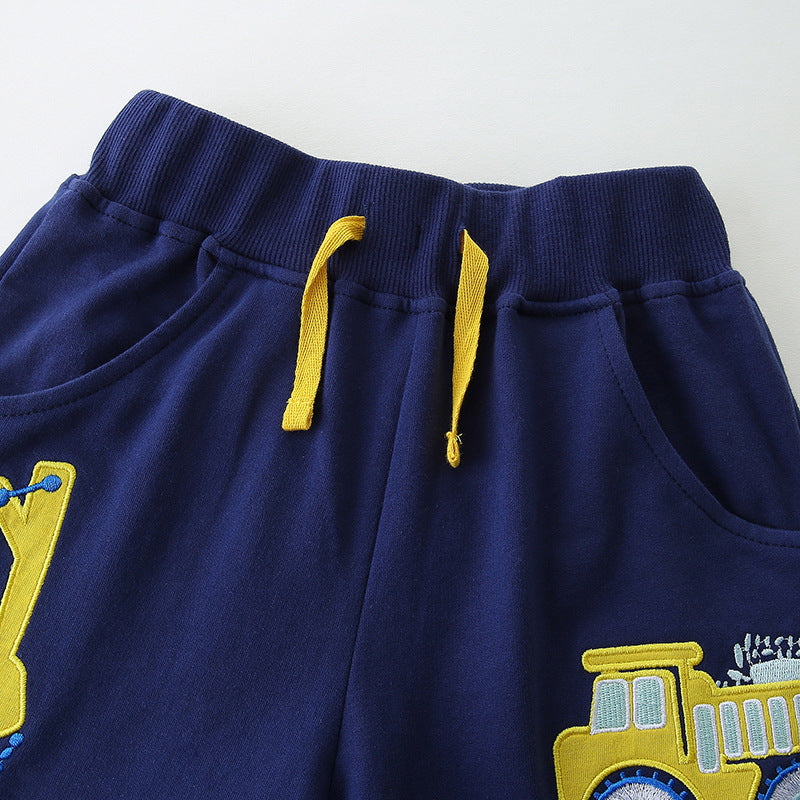 cartoon embroidery children's sports pants
