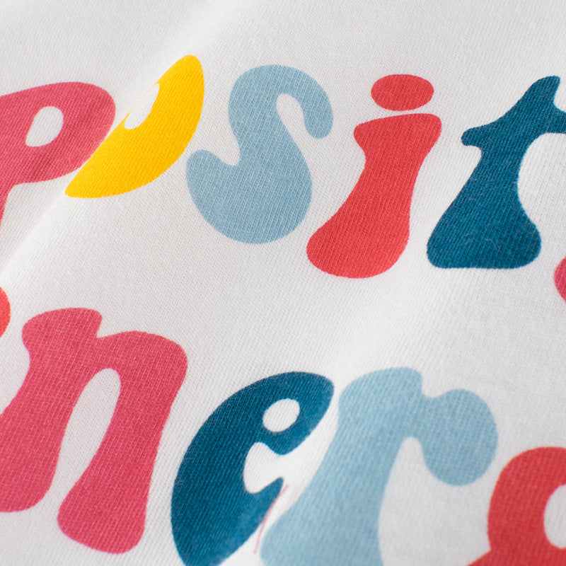 White Letter Print Short Sleeve T-Shirt