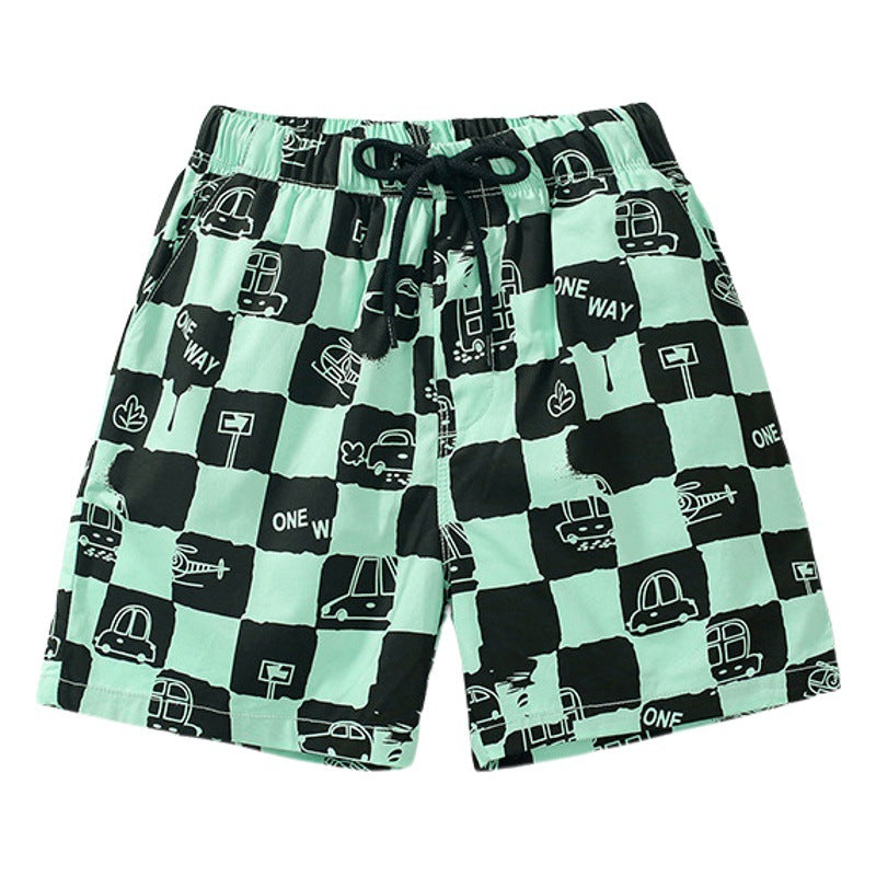 summer fashion trendy cotton plaid children's pants