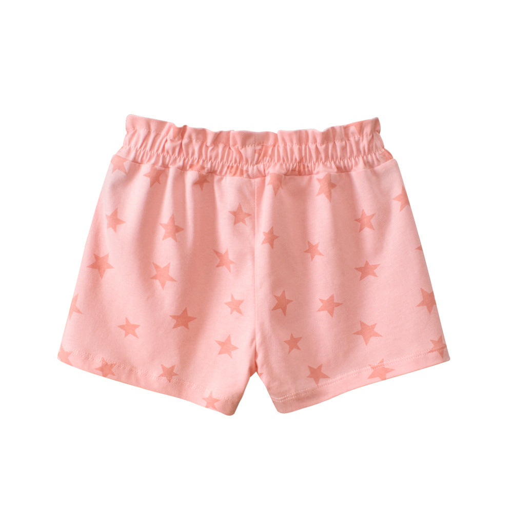 Pink Star Cotton high waist Shorts for Girls