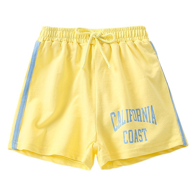 Yellow Letter printed elastic waist children's casual pants