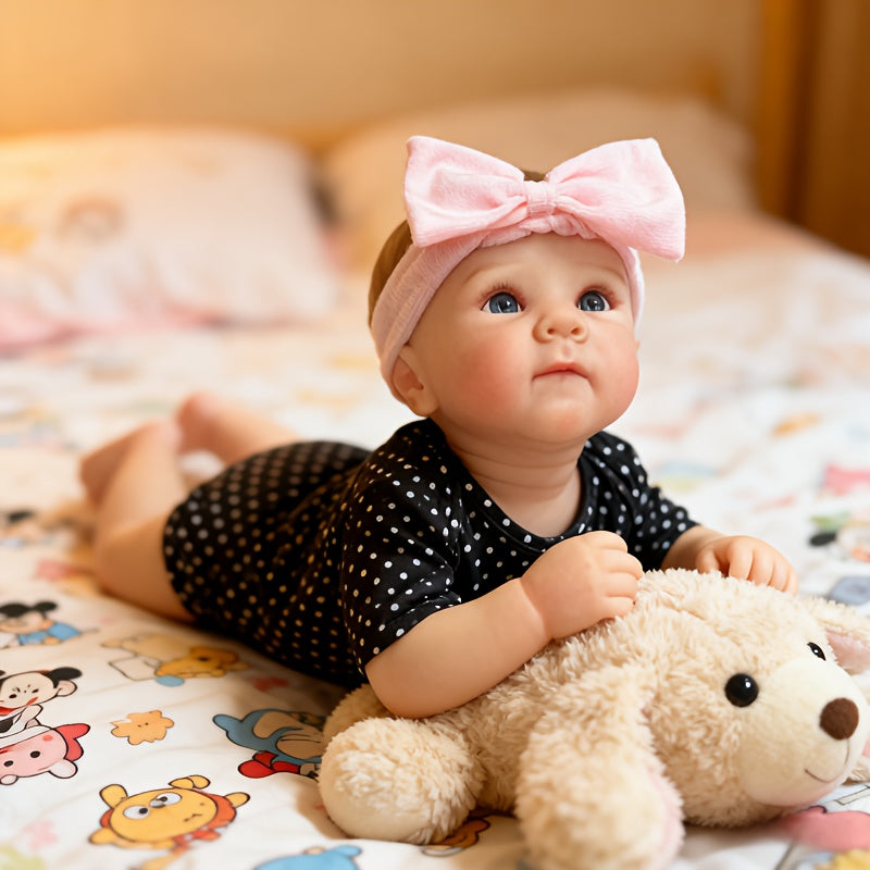 48cm Open Eyes Bettie Reborn Baby Girl In Black Polk Dot Clothes