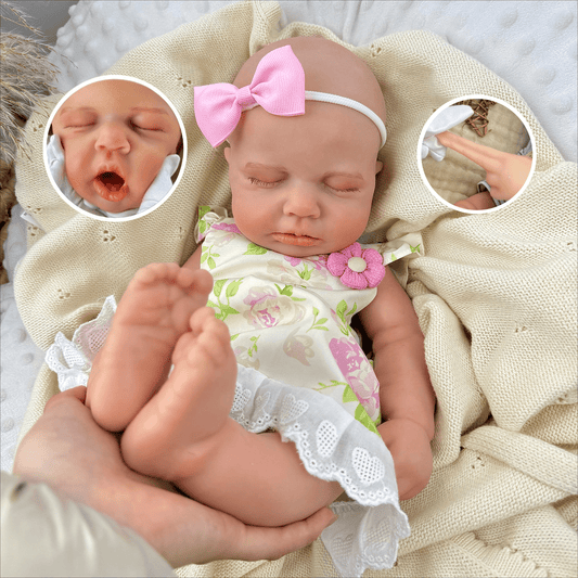 45cm Full Silicone Stretchable Loulou Reborn Girl in Floral Dress