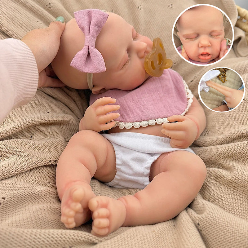 45cm Silicone Stretchable Closed Eyes Loulou Reborn Girl