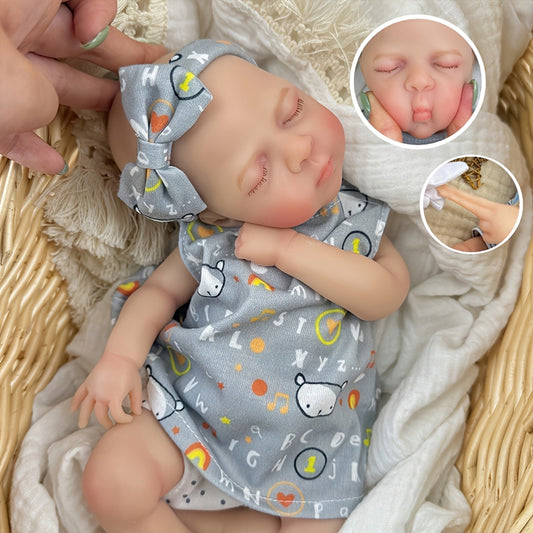 30cm Lifelike Silicone Reborn Baby Girl Luna in Gray Dress