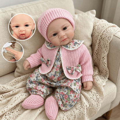 30cm Open Eyes Elijah Silicone Reborn Baby Girl in Pink Floral Outfits