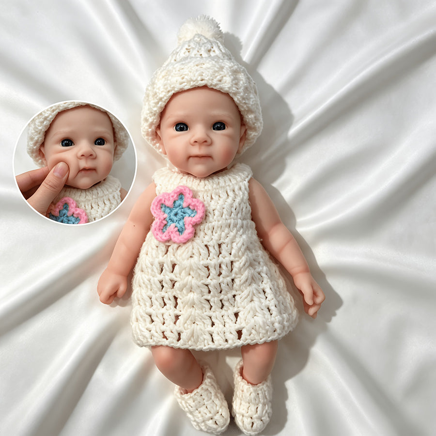 30cm Full Silicone Bettie Reborn Baby Girl in White Knitwear