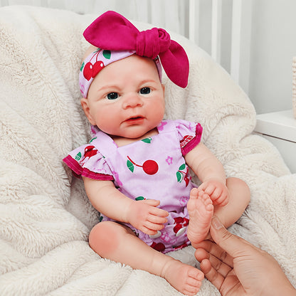 30cm Open Eyes Elijah Silicone Reborn Baby Girl in Cherry Outfits