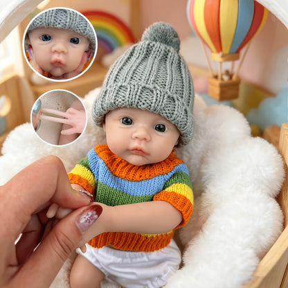 30cm Full Silicone Meadow Reborn Baby Girl in colorful striped sweater