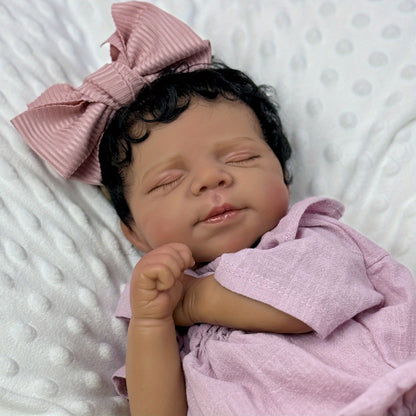 19 Inches Dark Skin Asleep Pascale Reborn Doll Girl in Purple Clothes