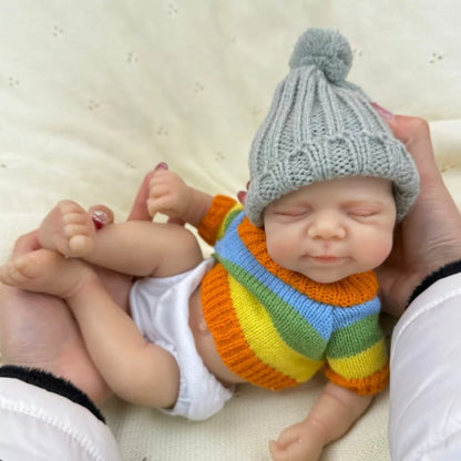 30cm Full Silicone Pascale Reborn Doll Girl in colorful striped sweater