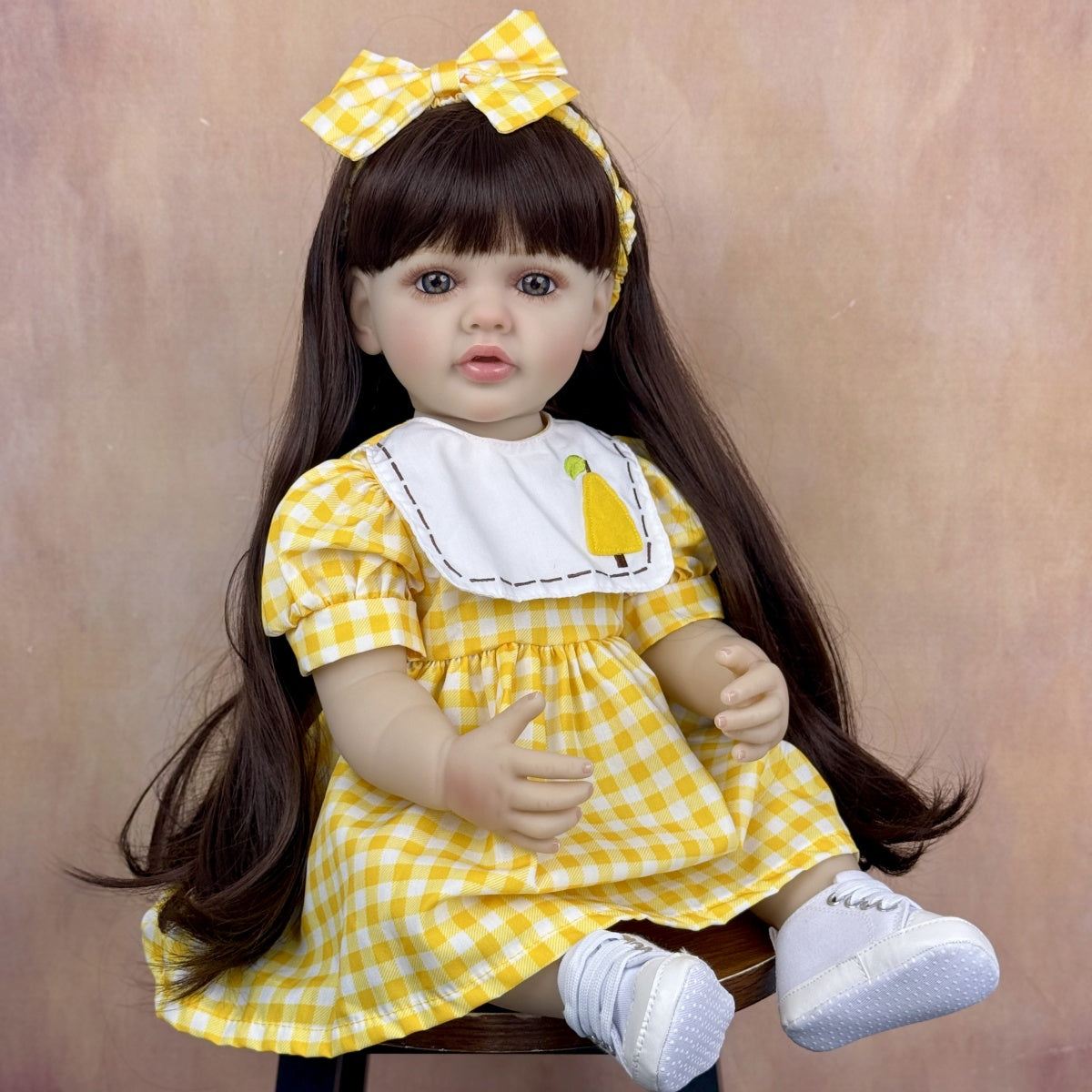55cm Long Hair Betty Reborn Baby Girl In Yellow Dress