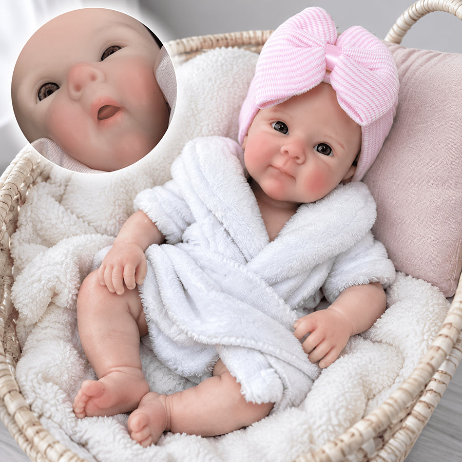 18 Inches Stretchable Silicone Bettie Reborn Doll Girl in White Bathrobe