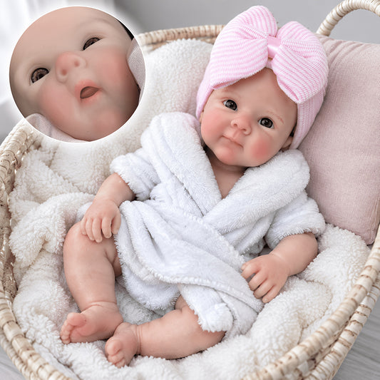 18 Inches Stretchable Silicone Bettie Reborn Doll Girl in White Bathrobe
