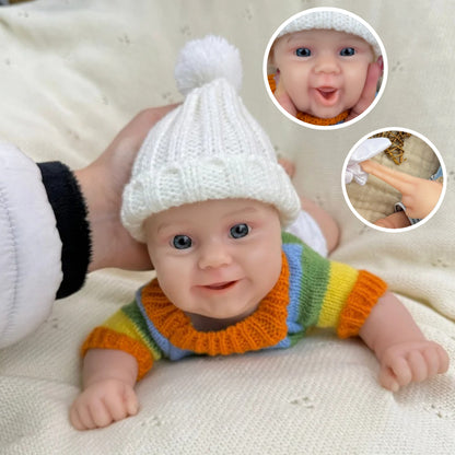 30cm Full Silicone Maddie Smile Reborn Baby Girl in colorful striped sweater