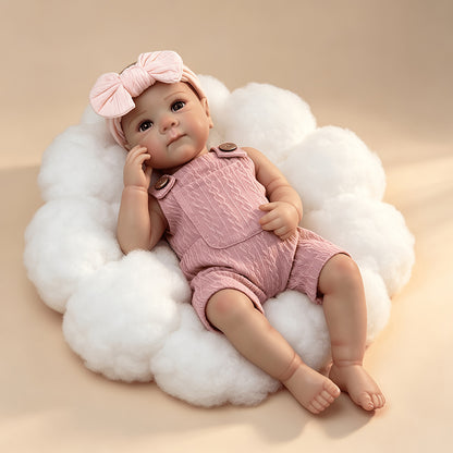 18 Inches Blue Eyes Bettie Reborn Baby Girl In Pink Overalls