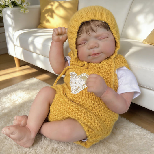 48cm Realistic Closed Eyes Pascale Reborn Baby Girl In Yellow Sweater