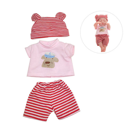 Pink Stripe Clothes With Hat for 12 Inches/30cm Reborn Dolls