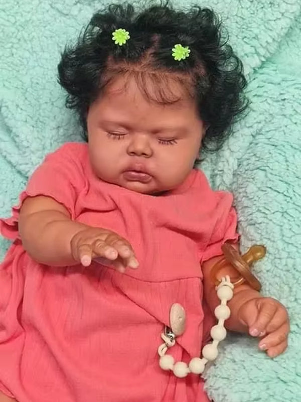 24 Inches Closed Eyes Dark Skin Cuddly Reborn Baby Girl-Pickle