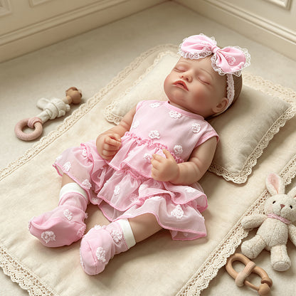 20 Inches Realistic Closed Eyes Rosalie Reborn Doll Girl In Pink Dress