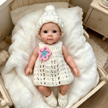 30cm Full Silicone Bettie Reborn Baby Girl in White Knitwear