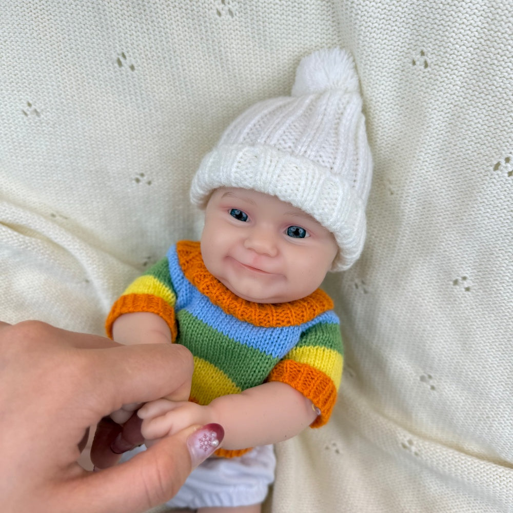 30cm Full Silicone Maddie Smile Reborn Baby Girl in colorful striped sweater