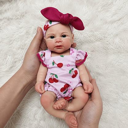 30cm Open Eyes Elijah Silicone Reborn Baby Girl in Cherry Outfits