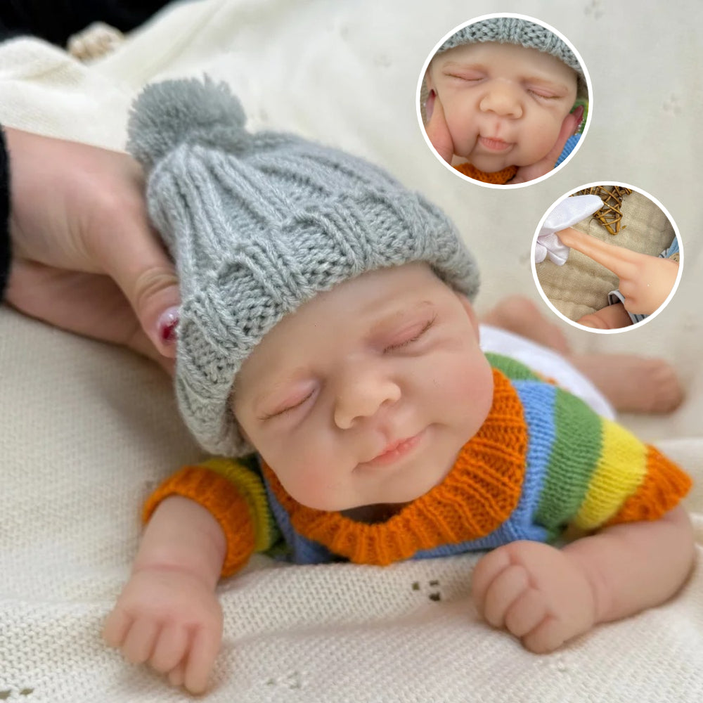 30cm Full Silicone Pascale Reborn Doll Girl in colorful striped sweater