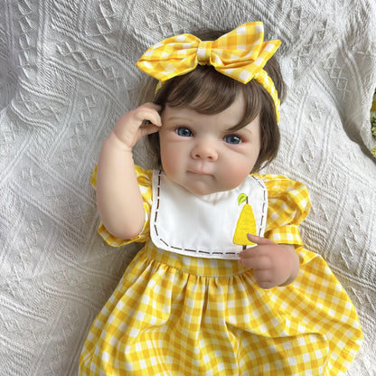 45cm Lifelike Vinyl Body Short Hair Bettie Reborn Baby Girl in Yellow Dress