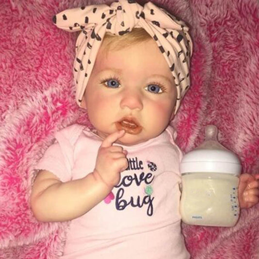 22'' Blanco Touch Real Blonde Hair Reborn Baby Doll Girl-Saskia Series
