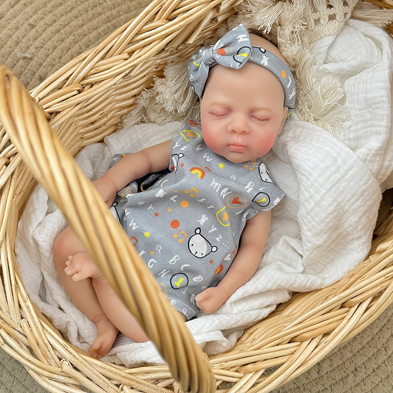 30cm Lifelike Silicone Reborn Baby Girl Luna in Gray Dress