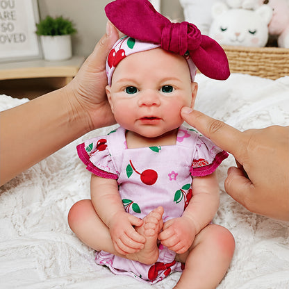 30cm Open Eyes Elijah Silicone Reborn Baby Girl in Cherry Outfits