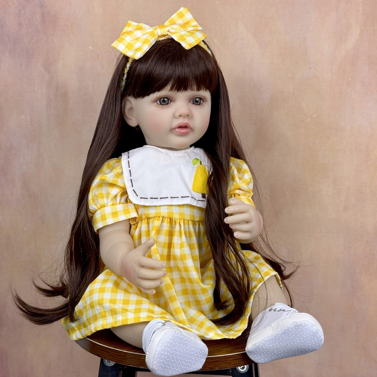55cm Long Hair Betty Reborn Baby Girl In Yellow Dress
