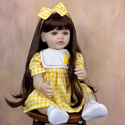 55cm Long Hair Betty Reborn Baby Girl In Yellow Dress
