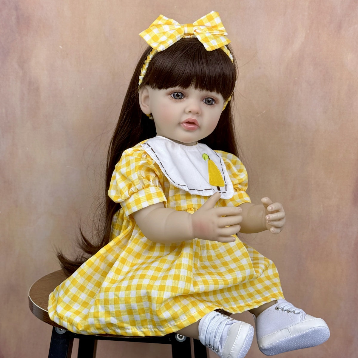 55cm Long Hair Betty Reborn Baby Girl In Yellow Dress