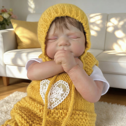 48cm Realistic Closed Eyes Pascale Reborn Baby Girl In Yellow Sweater
