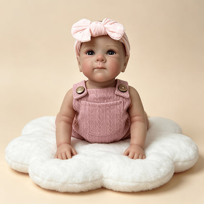 18 Inches Blue Eyes Bettie Reborn Baby Girl In Pink Overalls